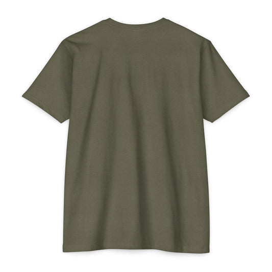 Military Green t-shirt on a white background - Henosis Apparel virtue-based clothing