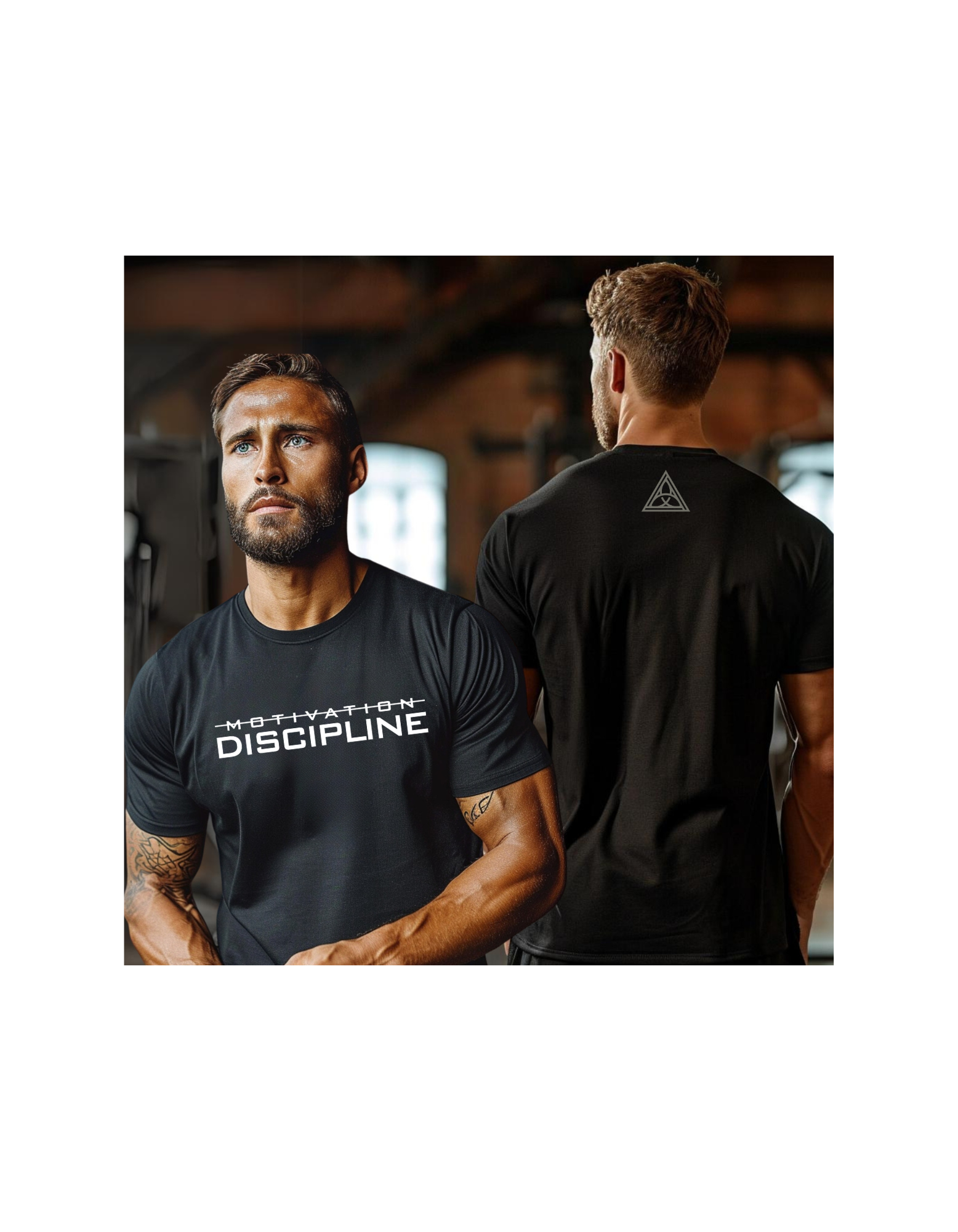 Henosis Discipline t-shirt, Bella 3001, black, front, back