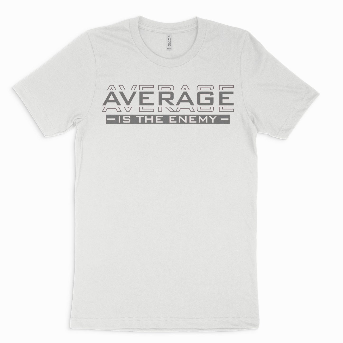 Henosis Average Is the Enemy t-shirt, Bella 3001, white, front