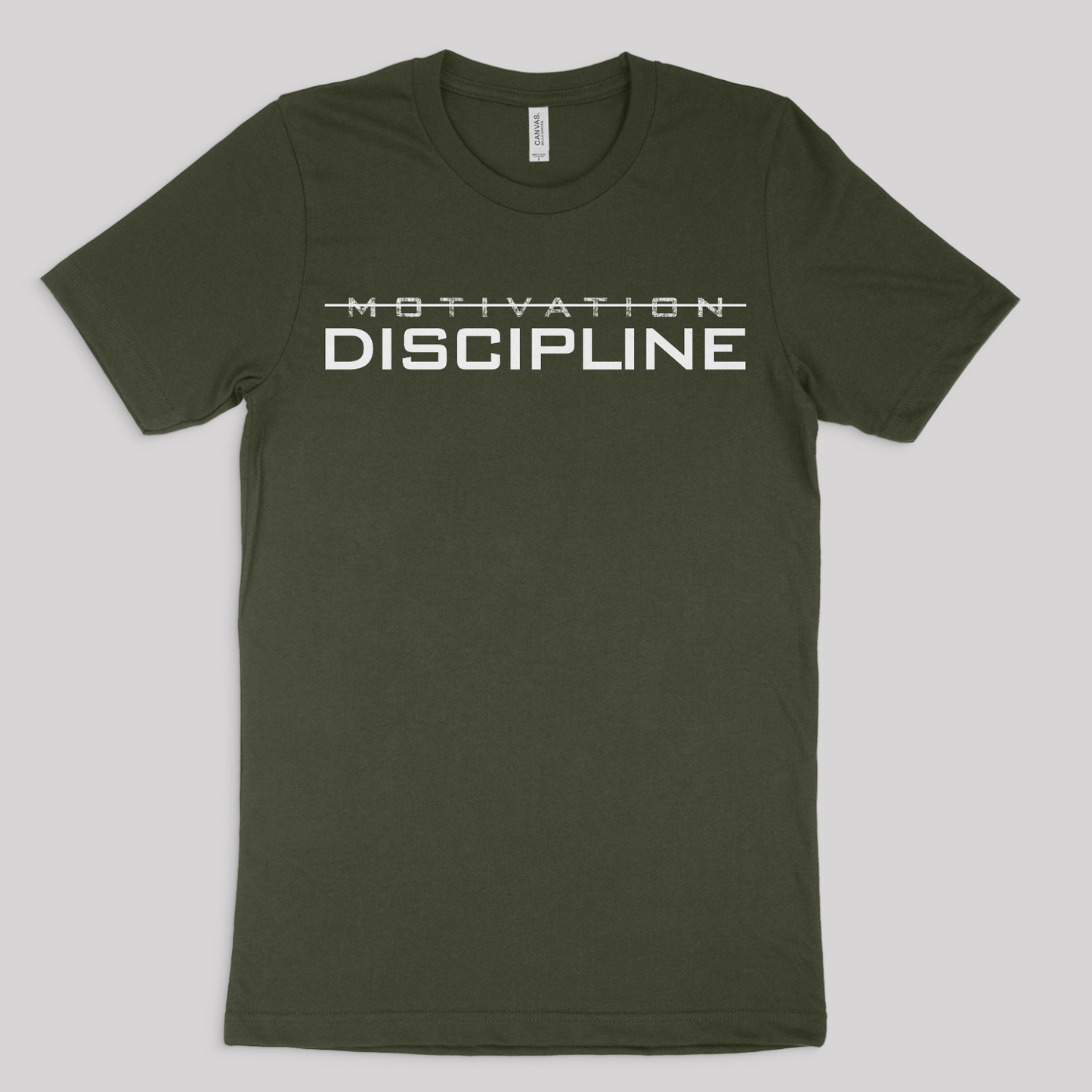 Henosis Discipline t-shirt, Bella 3001, military green, front