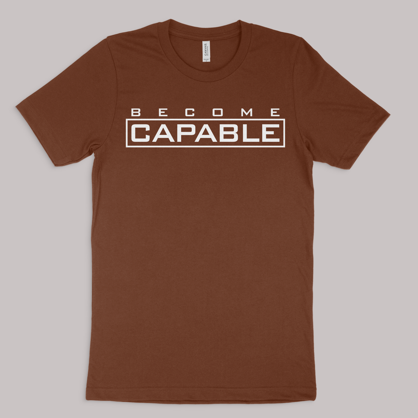 Henosis Become Capable t-shirt, Bella 3001, chestnut, front