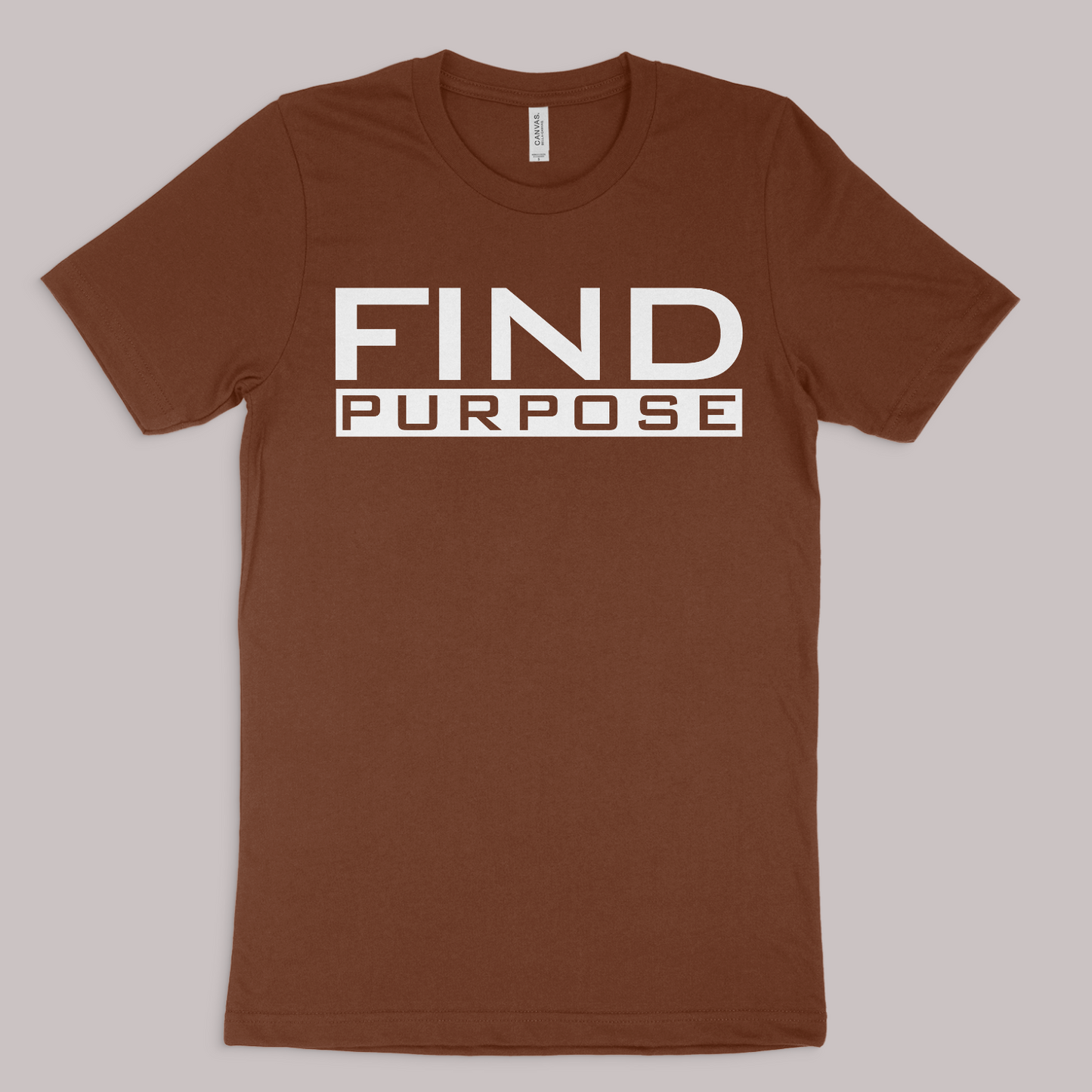Henosis Find Your Purpose t-shirt, Bella 3001, chestnut, front