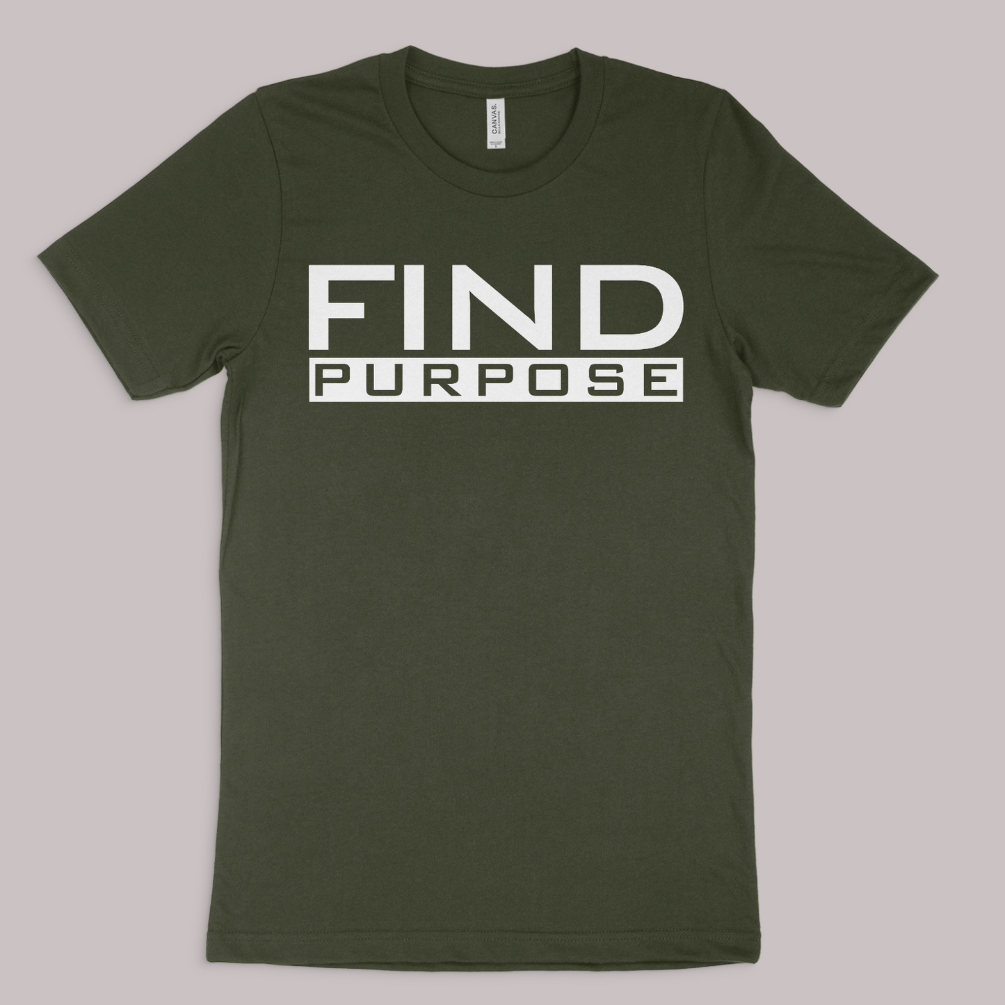Henosis Find Your Purpose t-shirt, Bella 3001, military green, front