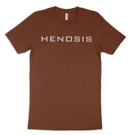Henosis Unity Classic brand t-shirt, Bella 3001, chestnut, front