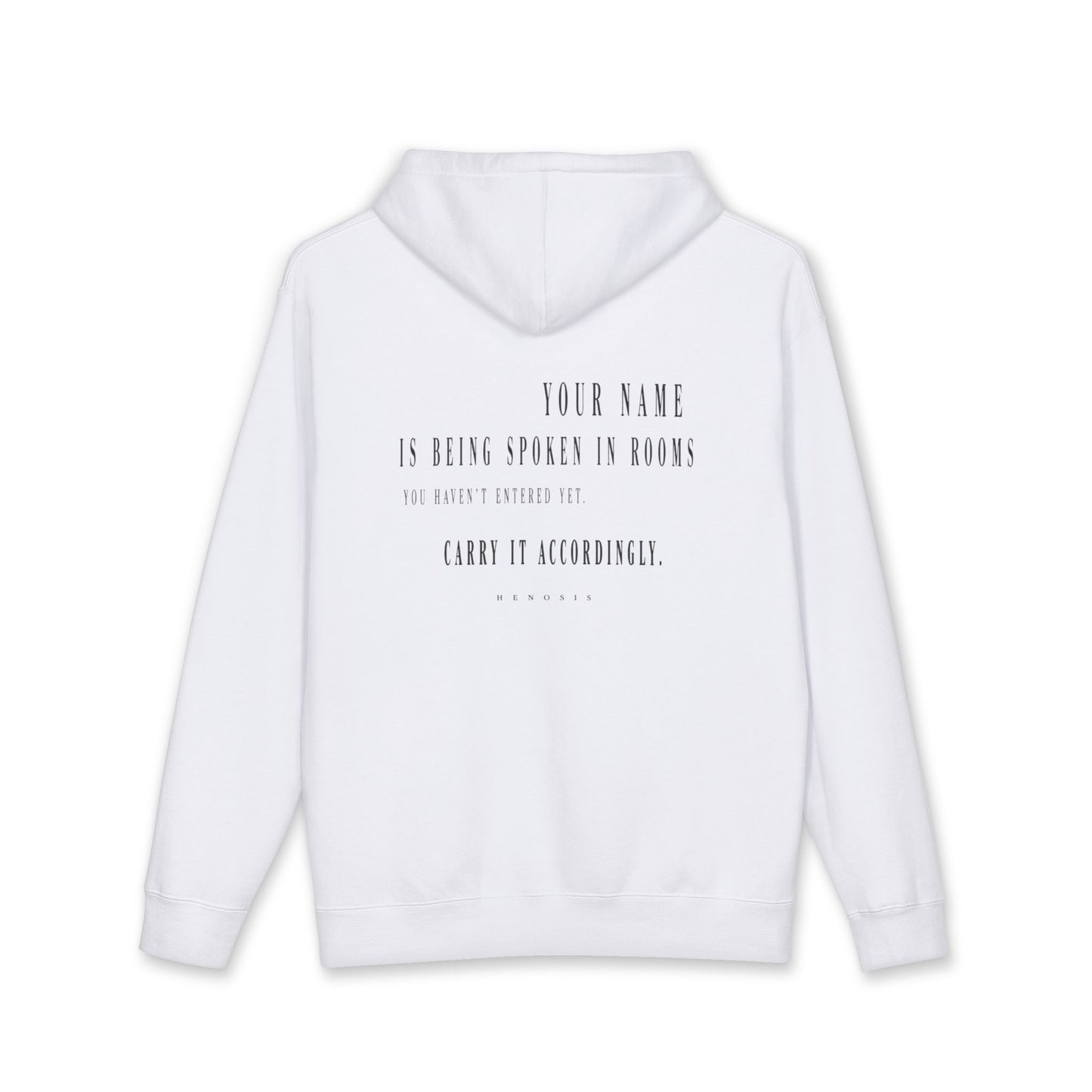 White Legacy Hoodie — back view | Fleece Pullover | Henosis Apparel