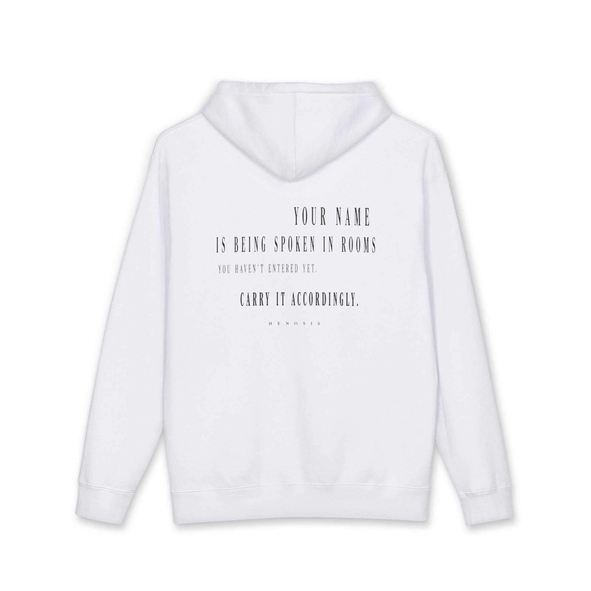 White Legacy Hoodie — back view | Fleece Pullover | Henosis Apparel