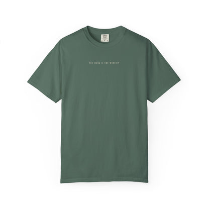 Blue Spruce The Maker Tee — front graphic | Virtue-Based Tee | Henosis Apparel