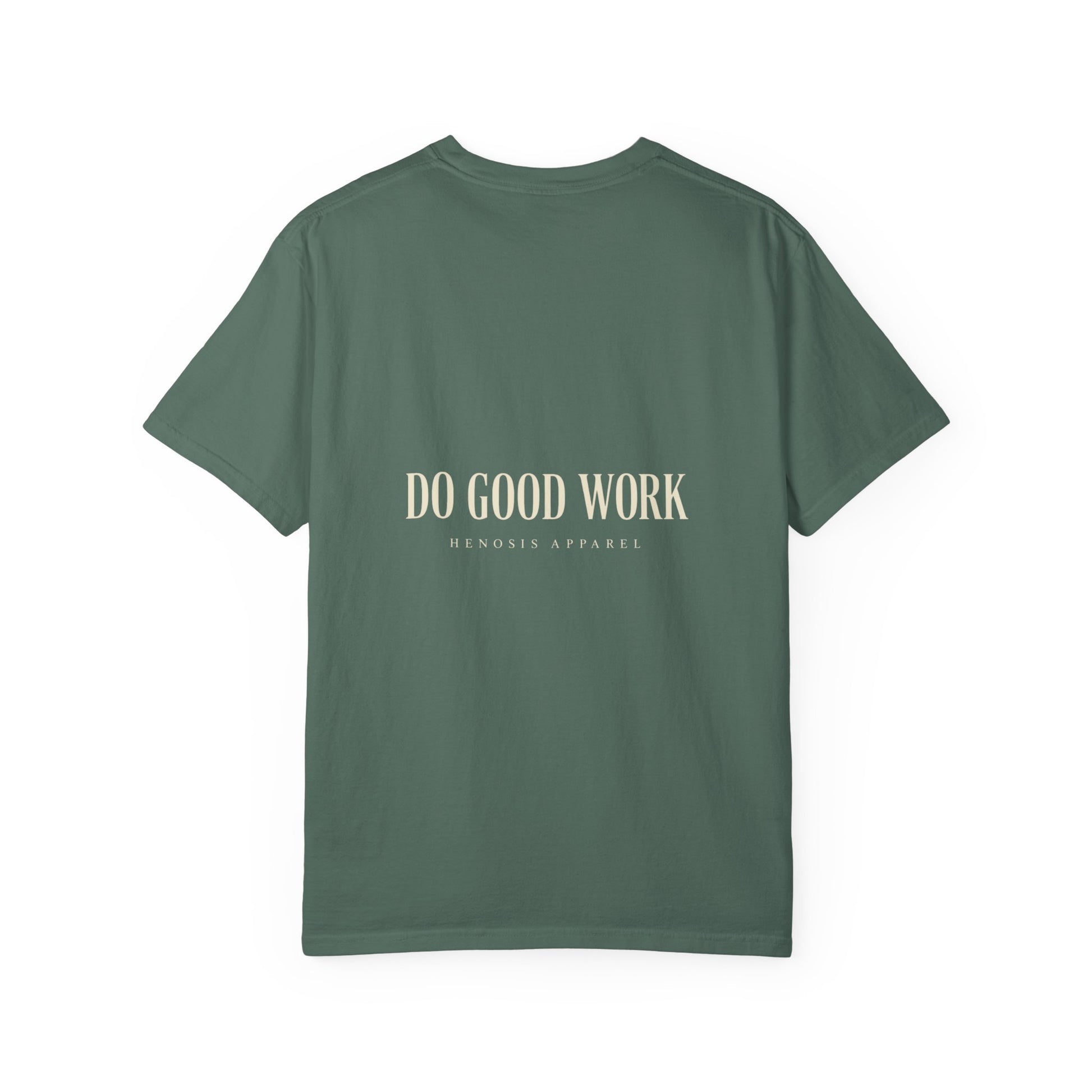 Blue Spruce The Maker Tee — back view | Virtue-Based Tee | Henosis Apparel