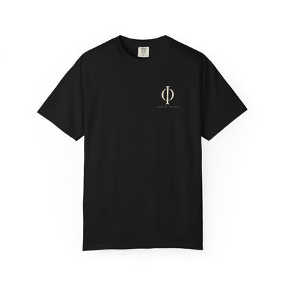 Black Examined Tee — front graphic | Virtue-Based Tee | Henosis Apparel