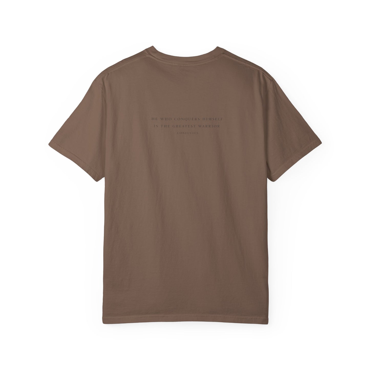 Espresso The Long Return Tee — back view | Virtue-Based Tee | Henosis Apparel