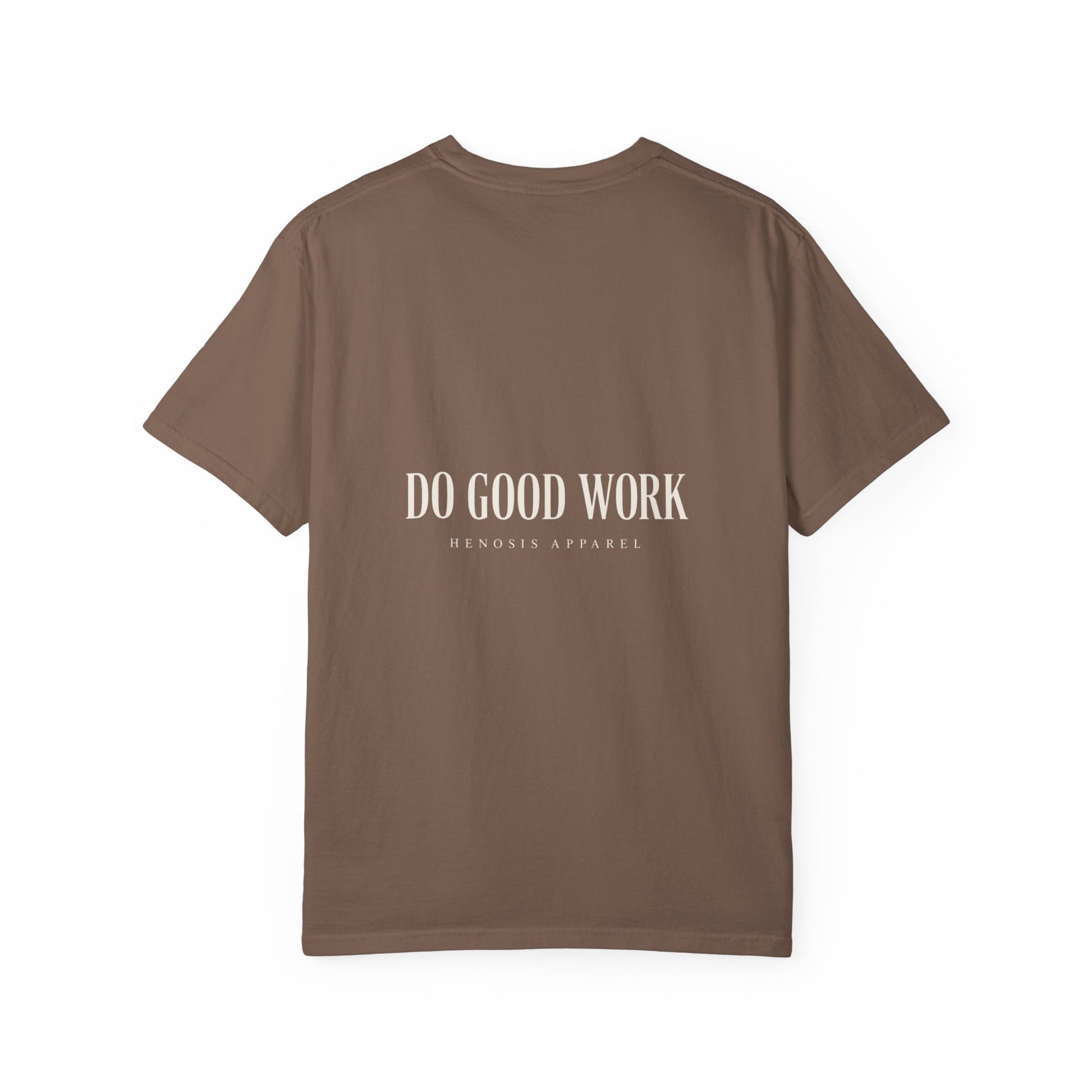 Espresso The Maker Tee — back view | Virtue-Based Tee | Henosis Apparel