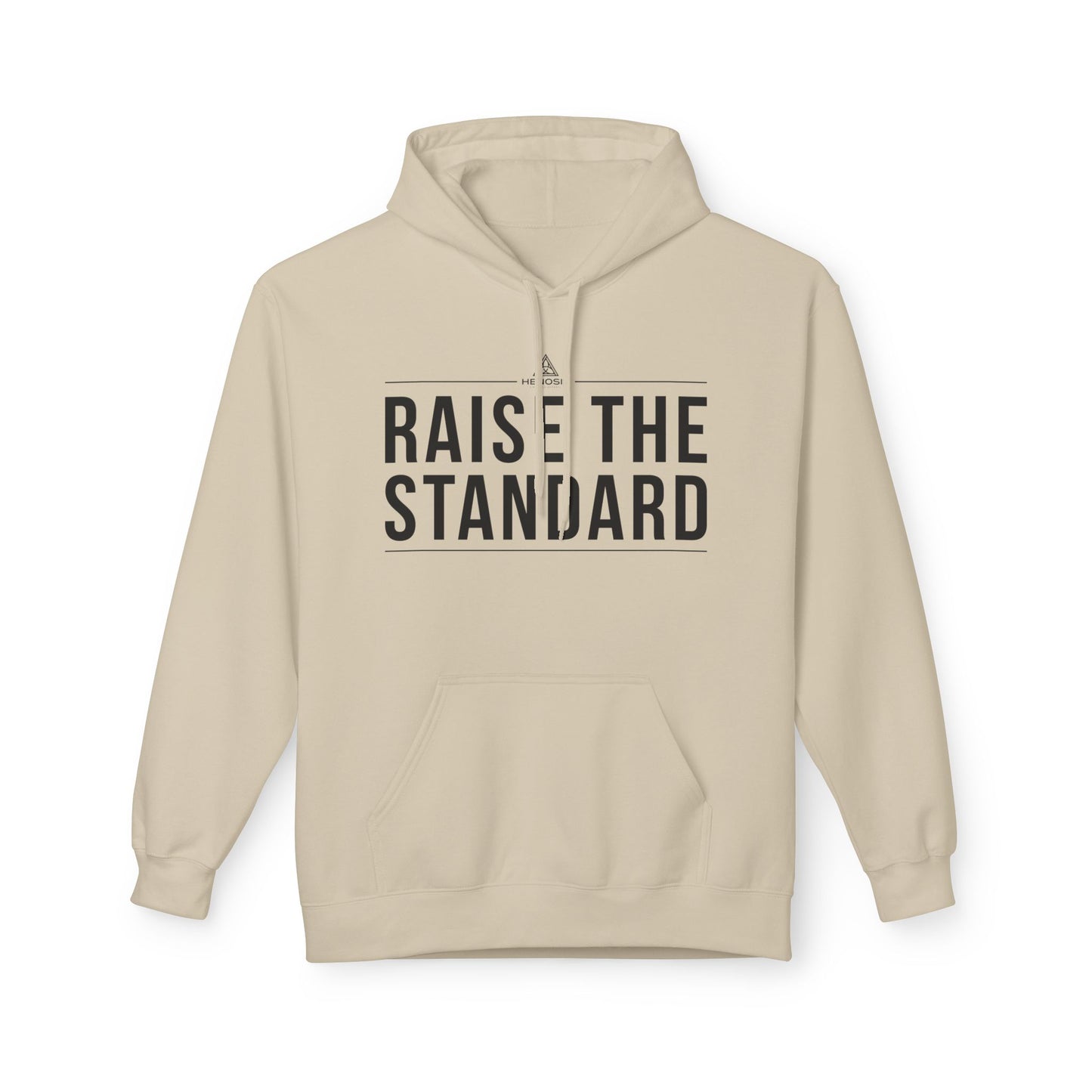 Henosis Raise the Standard hoodie, unisex, sand, front view