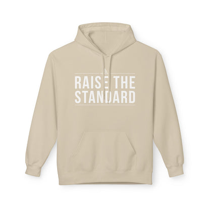 Sand Raise the Standard Hoodie — front view | Philosophy-Driven Hoodie | Henosis Apparel