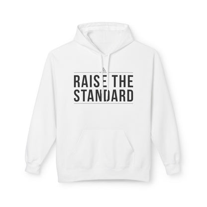 White Raise the Standard Hoodie — front view | Philosophy-Driven Hoodie | Henosis Apparel