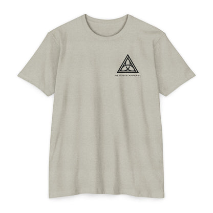 Silk t-shirt with 'Henosis Apparel' logo on a white background - Henosis Apparel virtue-based clothing