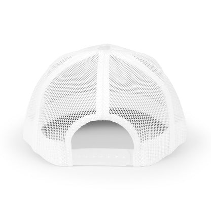 White Henosis Logo Snapback Hat — mesh back view | Snapback Hat | Henosis Apparel