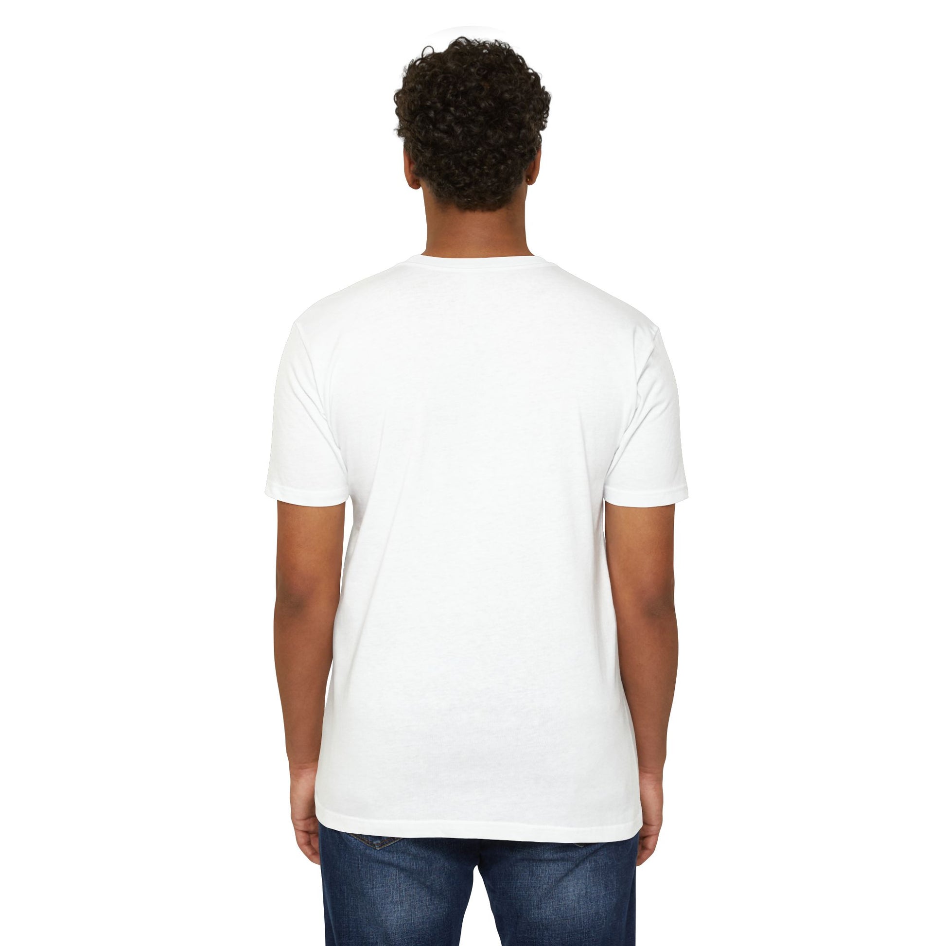 Henosis Check Yourself virtue checklist t-shirt, Bella 3001, CVC white, back