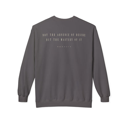 Charcoal Temperance Crewneck — back view | Fleece Crewneck | Henosis Apparel