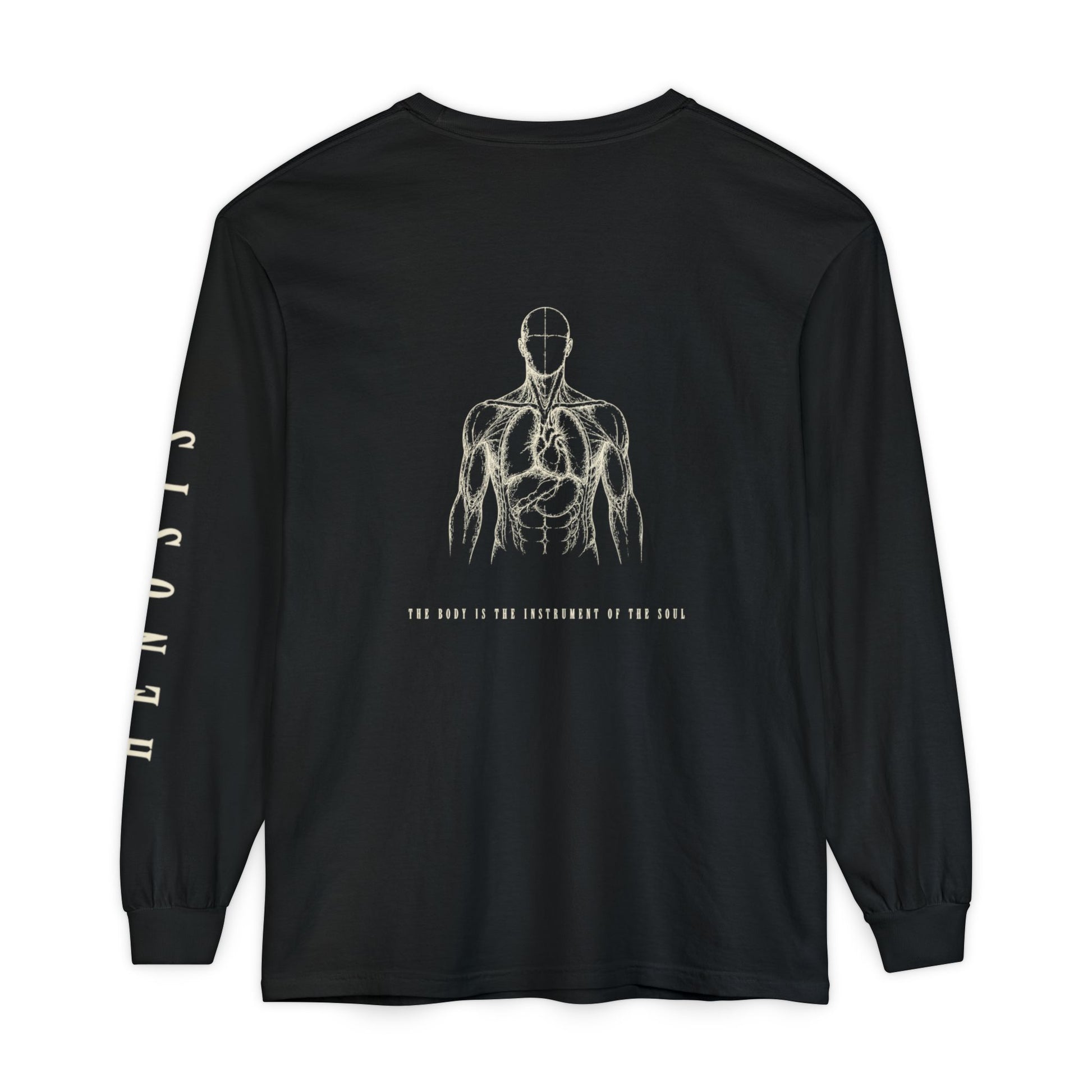Black Intention Long Sleeve — back view | Long-Sleeve Tee | Henosis Apparel
