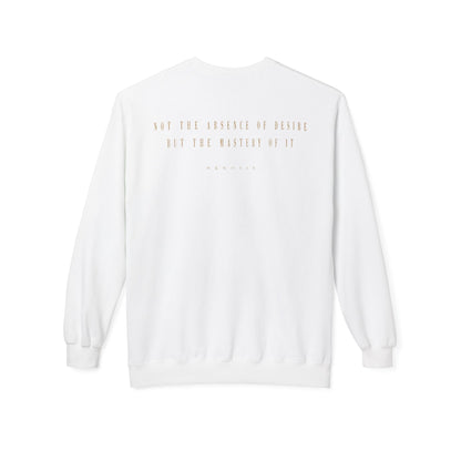 White Temperance Crewneck — back view | Fleece Crewneck | Henosis Apparel