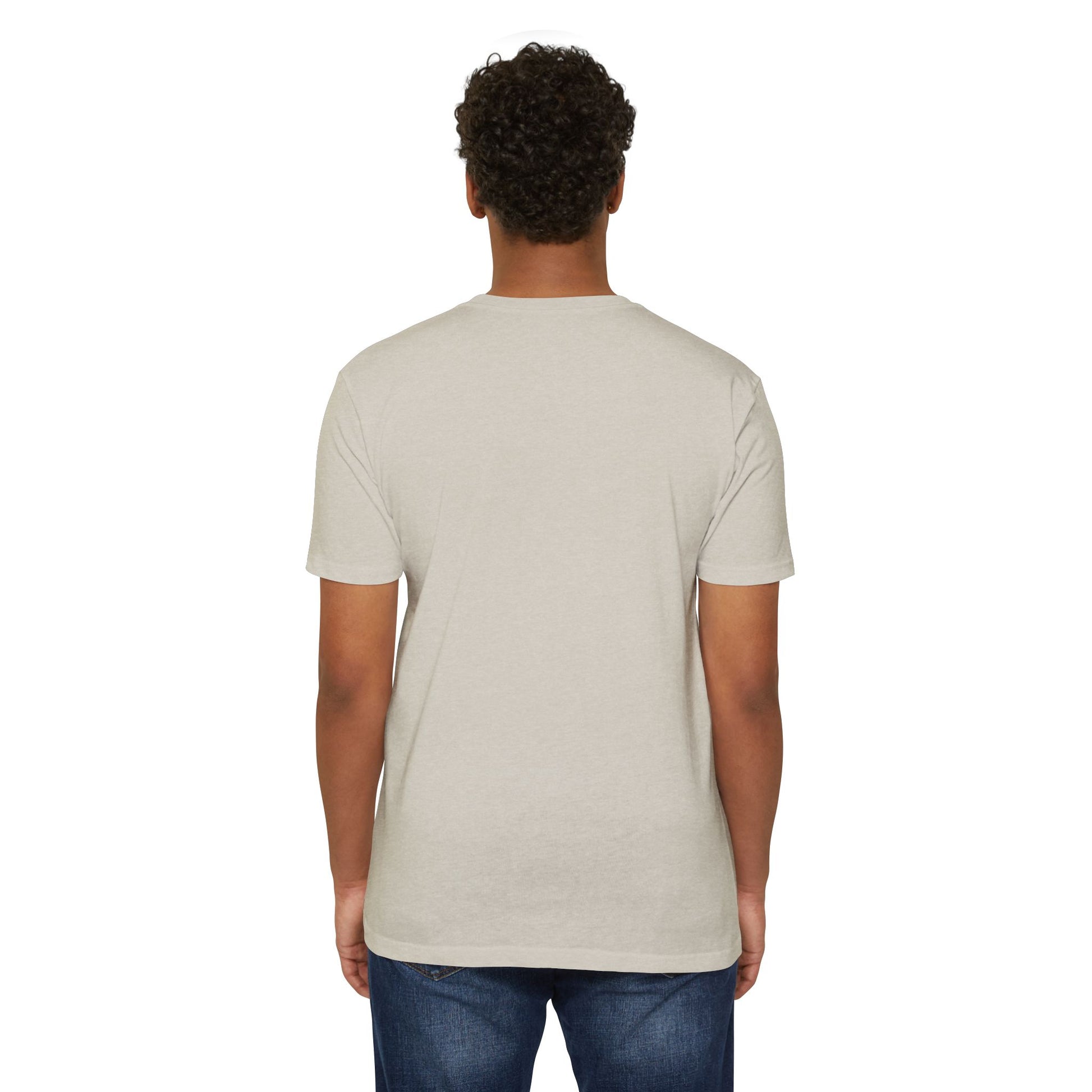 Henosis Check Yourself virtue checklist t-shirt, Bella 3001, CVS sand, back