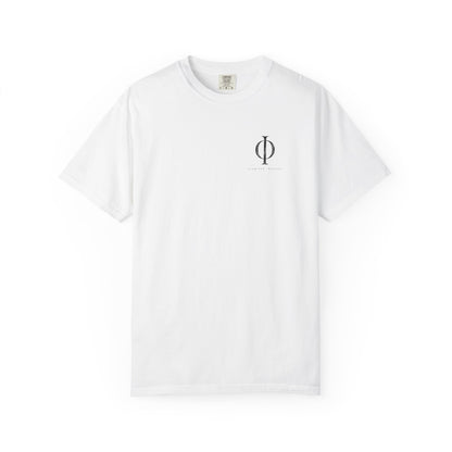 White Examined Tee — front graphic | Virtue-Based Tee | Henosis Apparel