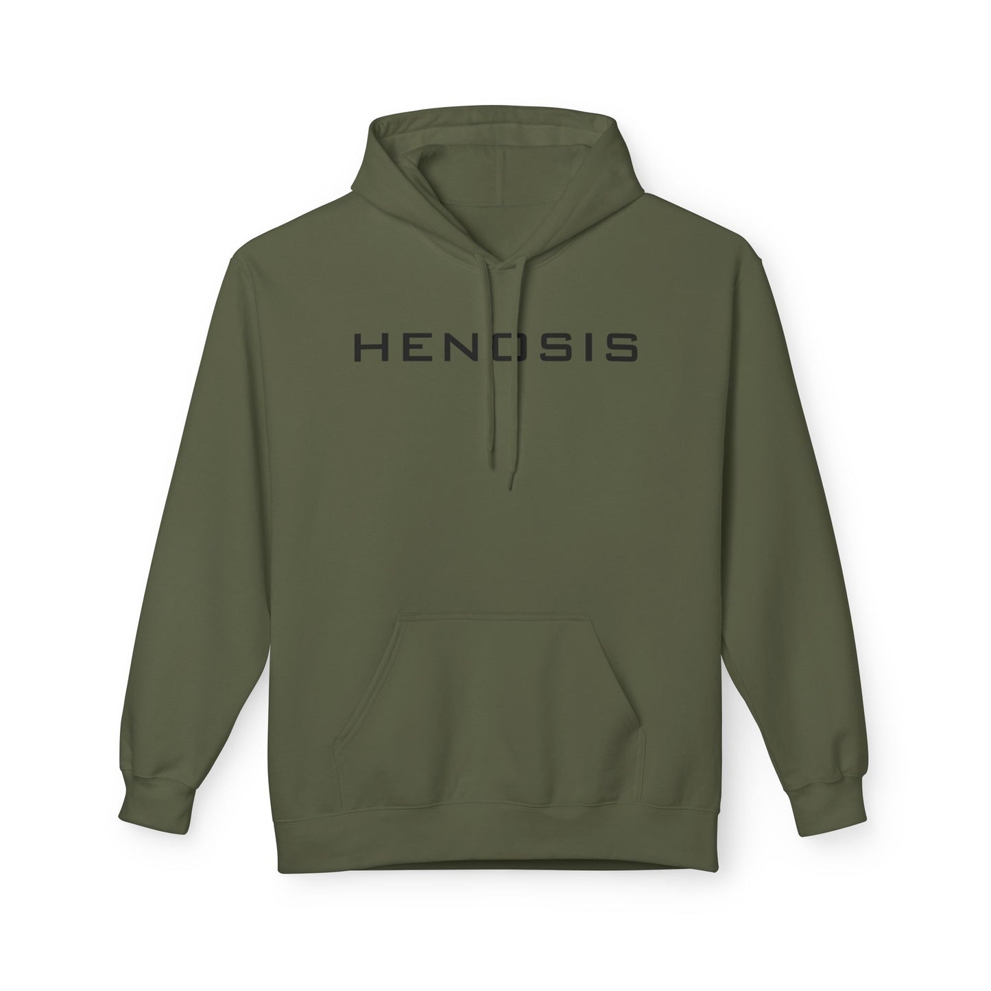 Military Green Guided Purpose Hoodie — compass graphic front | Athletic Pullover for Men & Women | Henosis Apparel