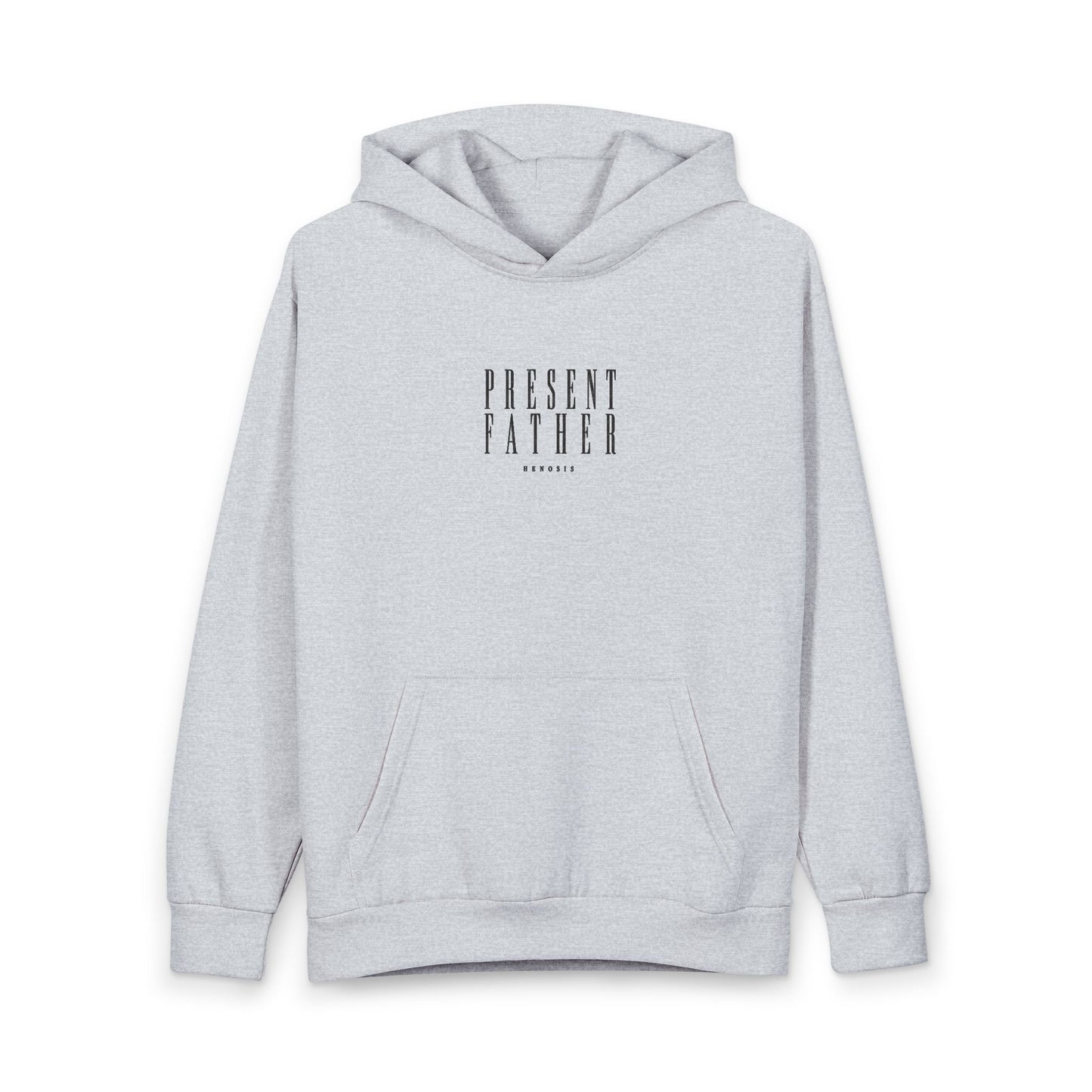 Heather Grey Presence Pullover — front graphic | Fleece Pullover | Henosis Apparel