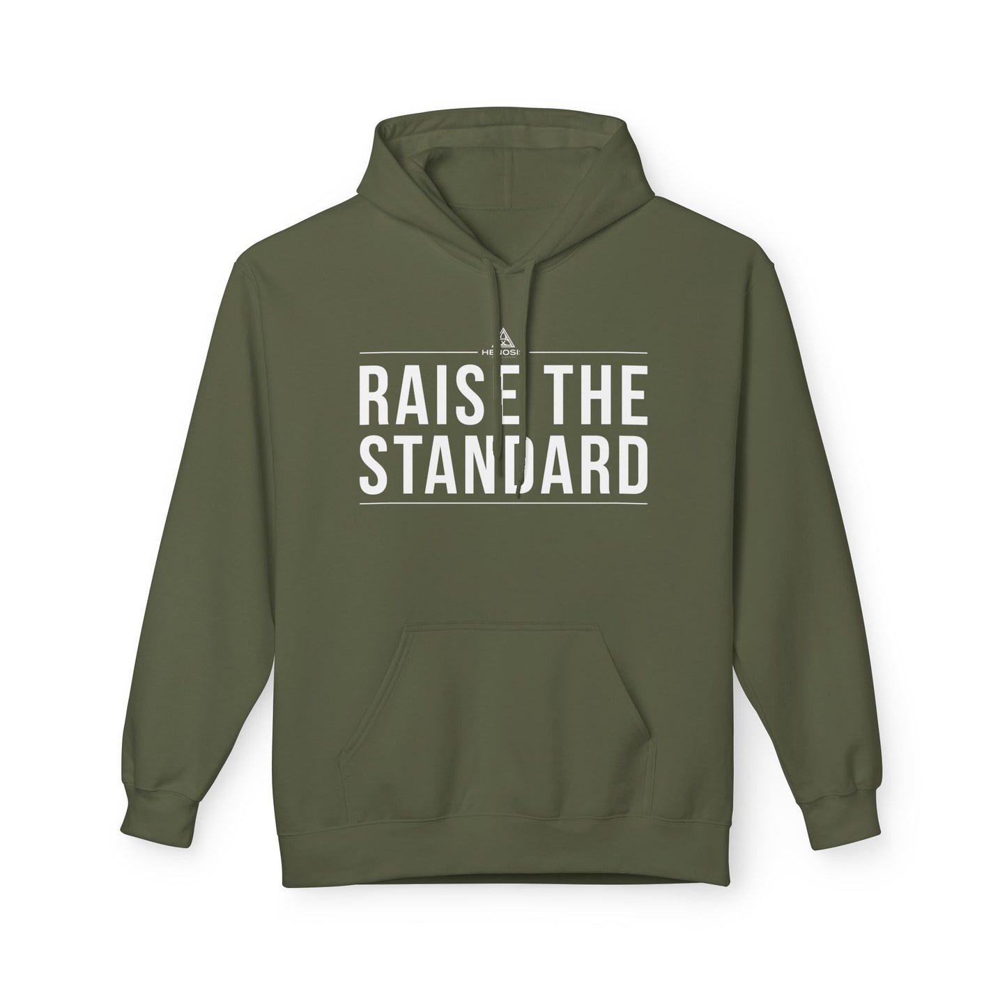 Military Green Raise the Standard Hoodie — front view | Philosophy-Driven Hoodie | Henosis Apparel
