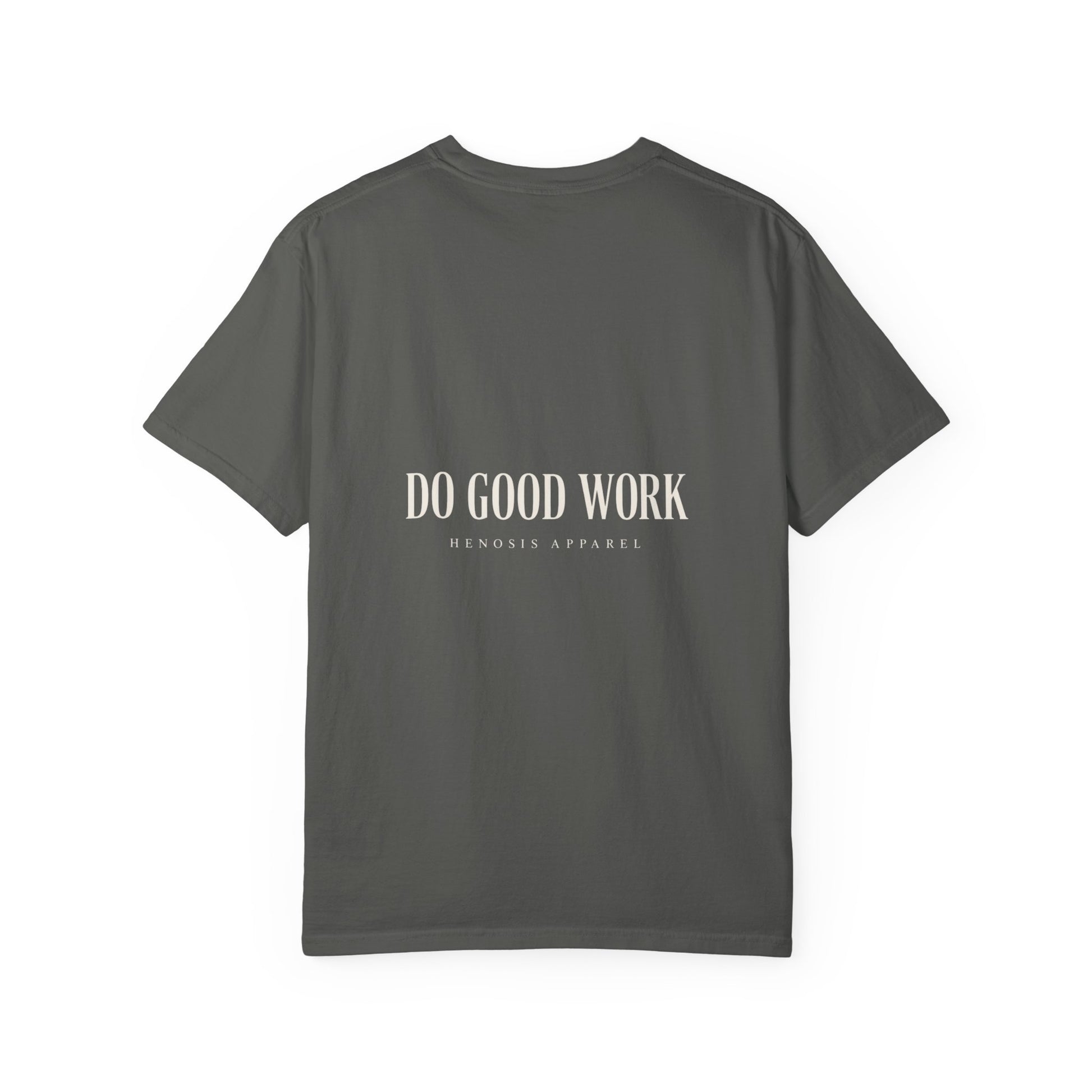 Pepper The Maker Tee — back view | Virtue-Based Tee | Henosis Apparel