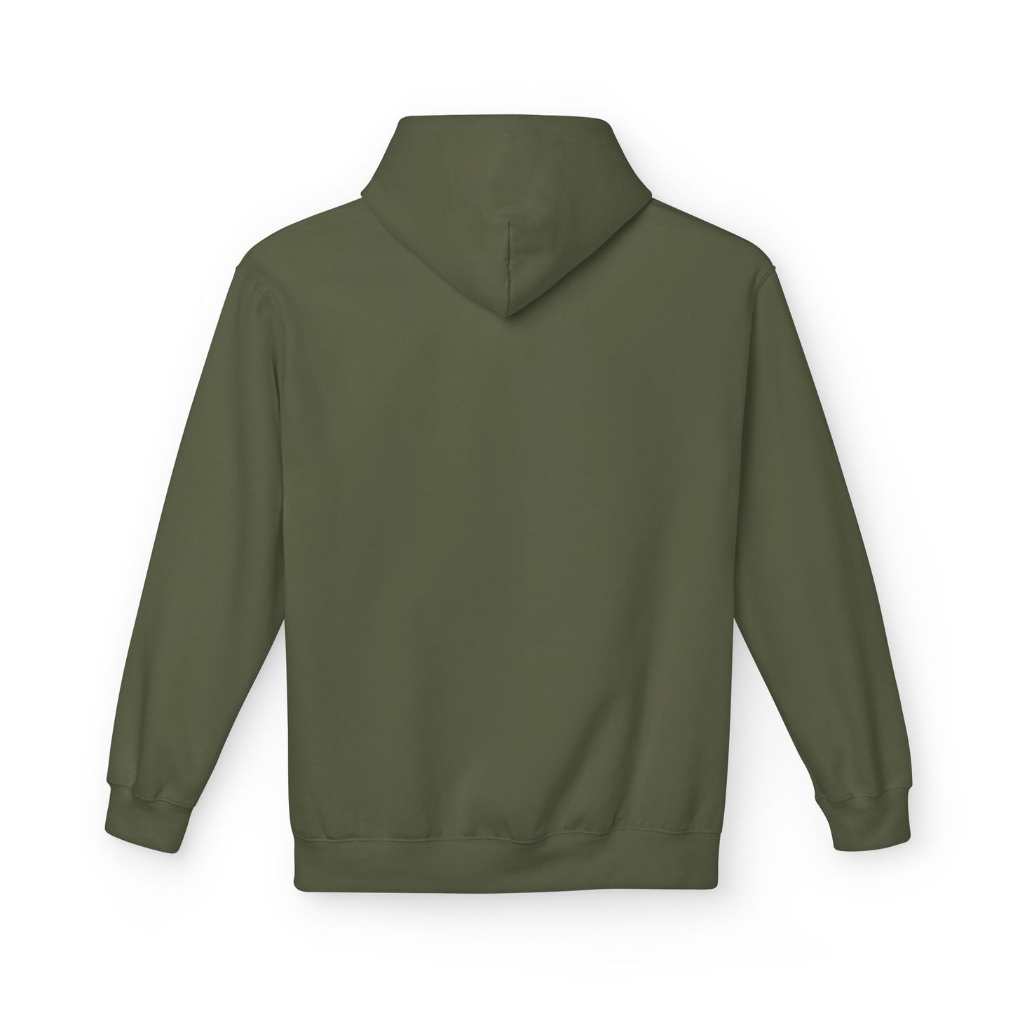Henosis Raise the Standard hoodie, unisex, military green, back view