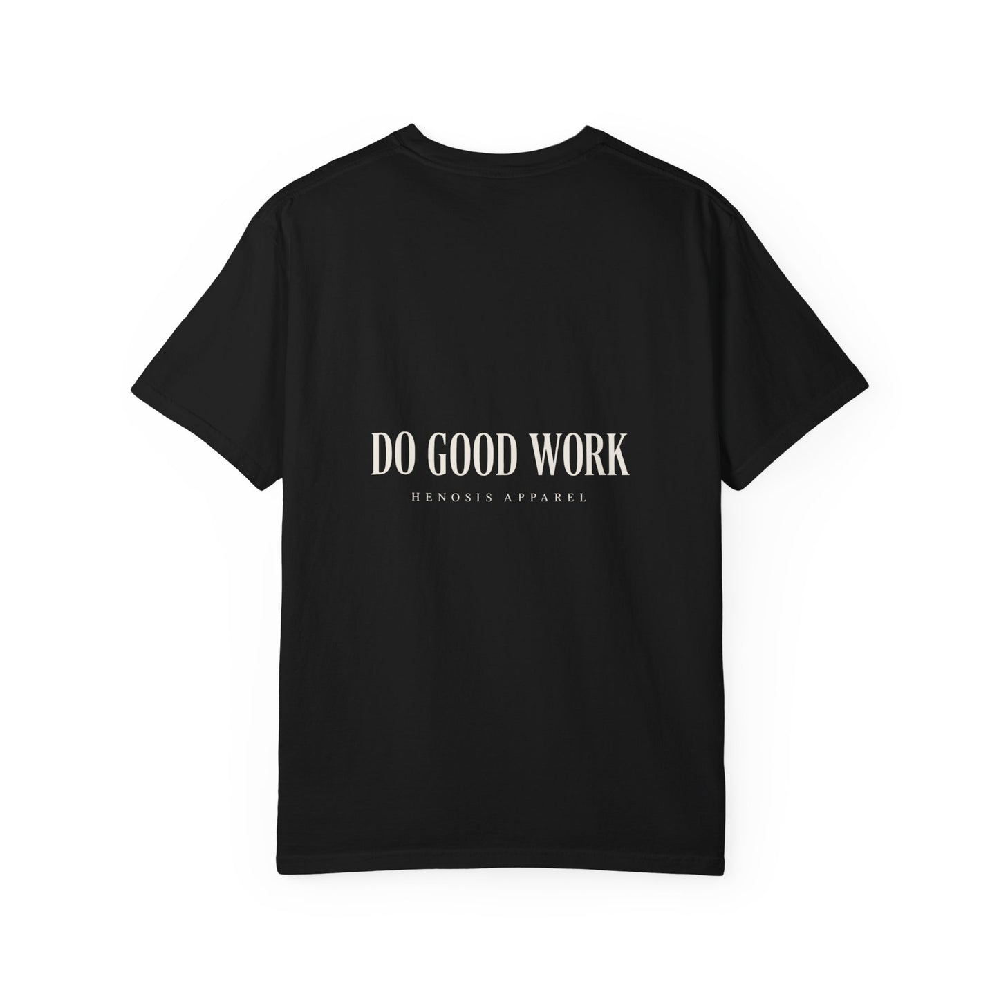 Black The Maker Tee — back view | Virtue-Based Tee | Henosis Apparel