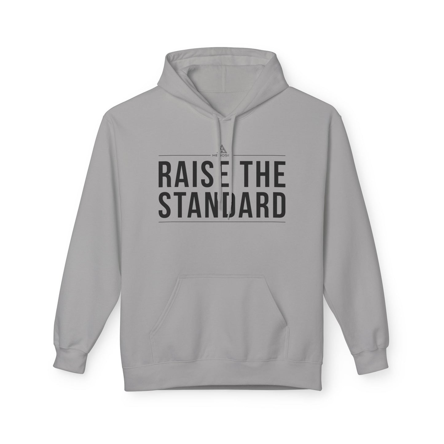Cement Raise the Standard Hoodie — front view | Philosophy-Driven Hoodie | Henosis Apparel