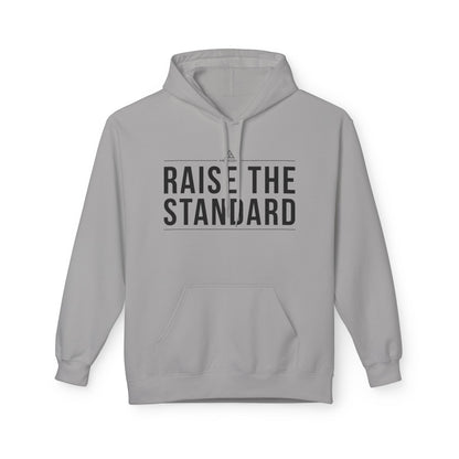 Cement Raise the Standard Hoodie — front view | Philosophy-Driven Hoodie | Henosis Apparel