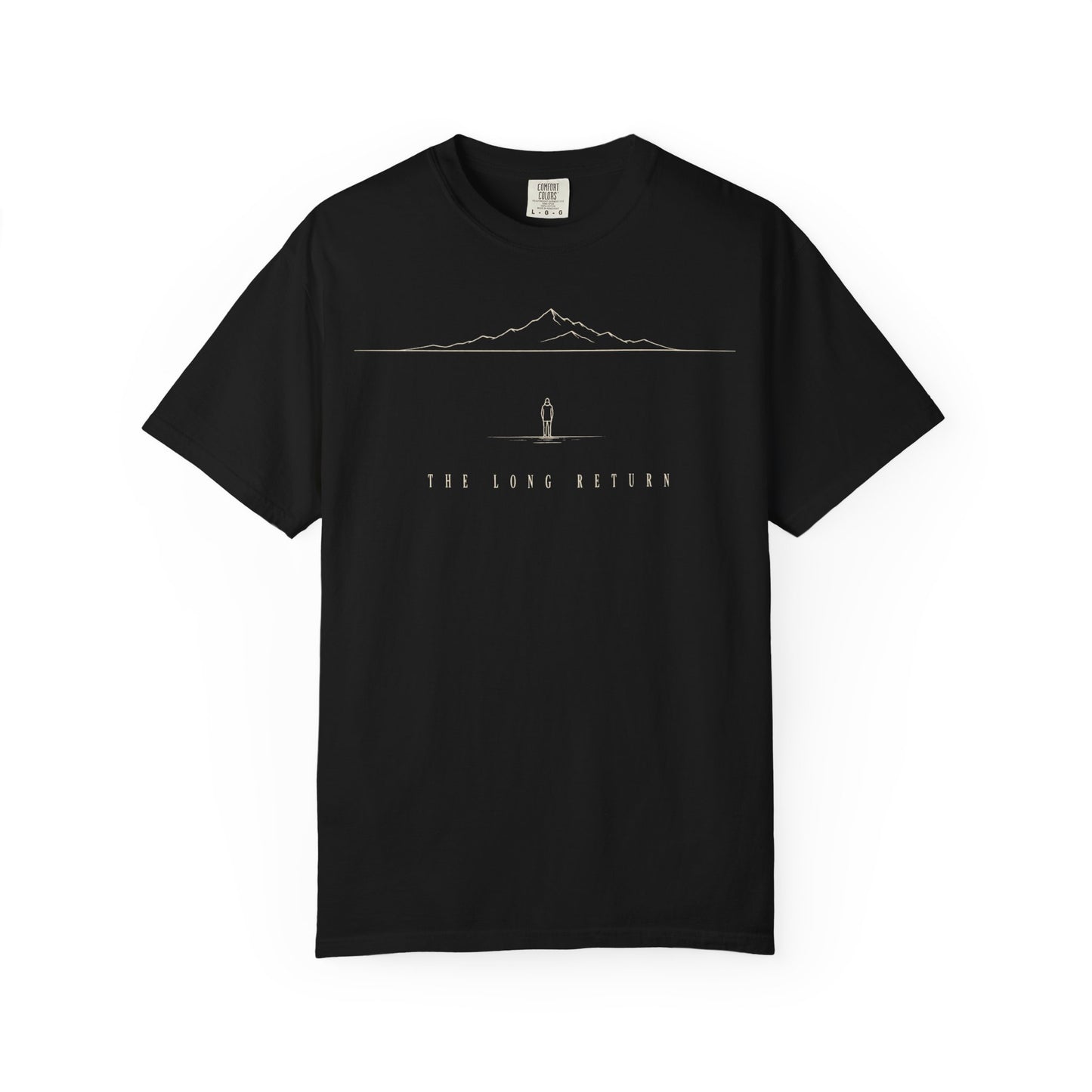 Black The Long Return Tee — front graphic | Virtue-Based Tee | Henosis Apparel