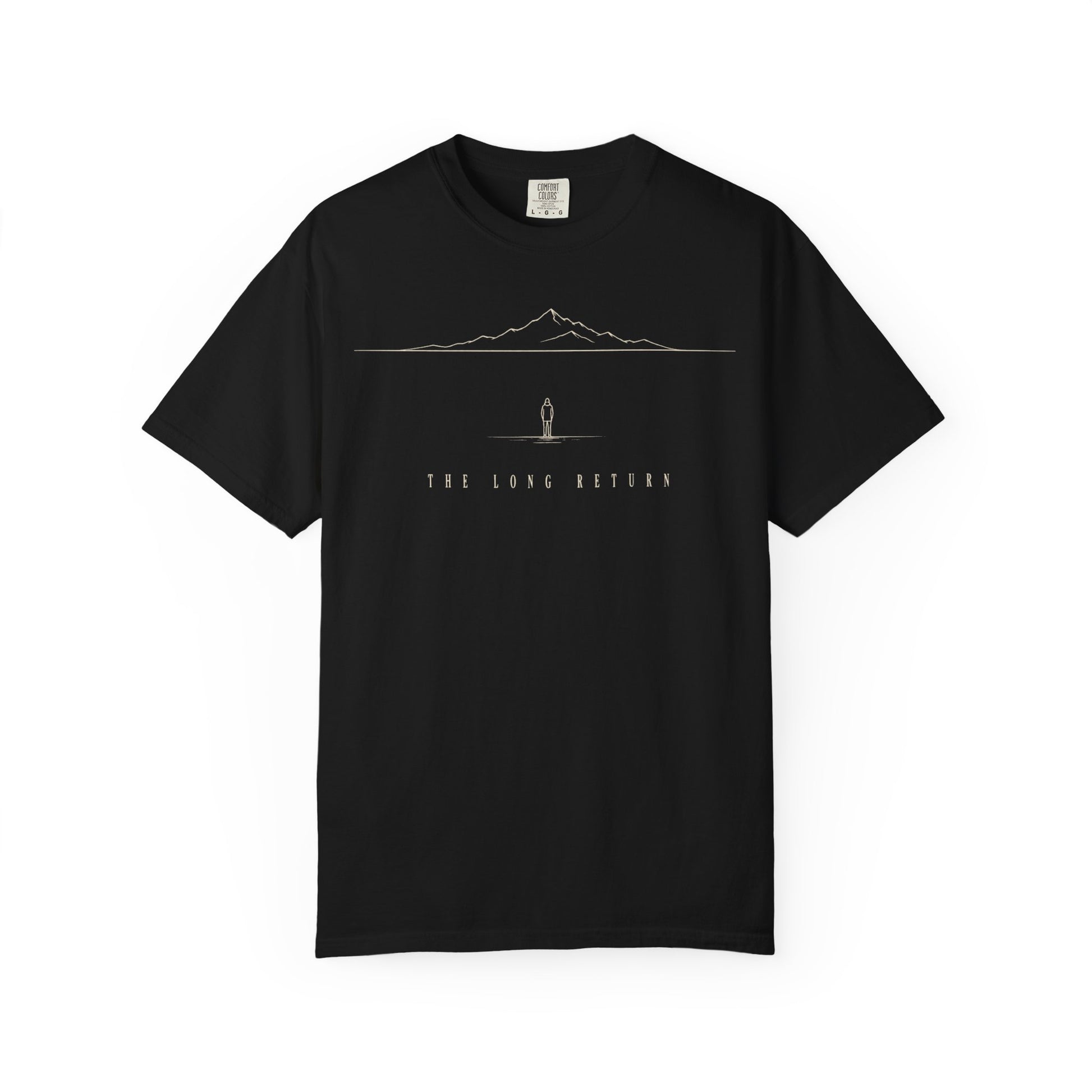 Black The Long Return Tee — front graphic | Virtue-Based Tee | Henosis Apparel