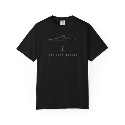 Black The Long Return Tee — front graphic | Virtue-Based Tee | Henosis Apparel