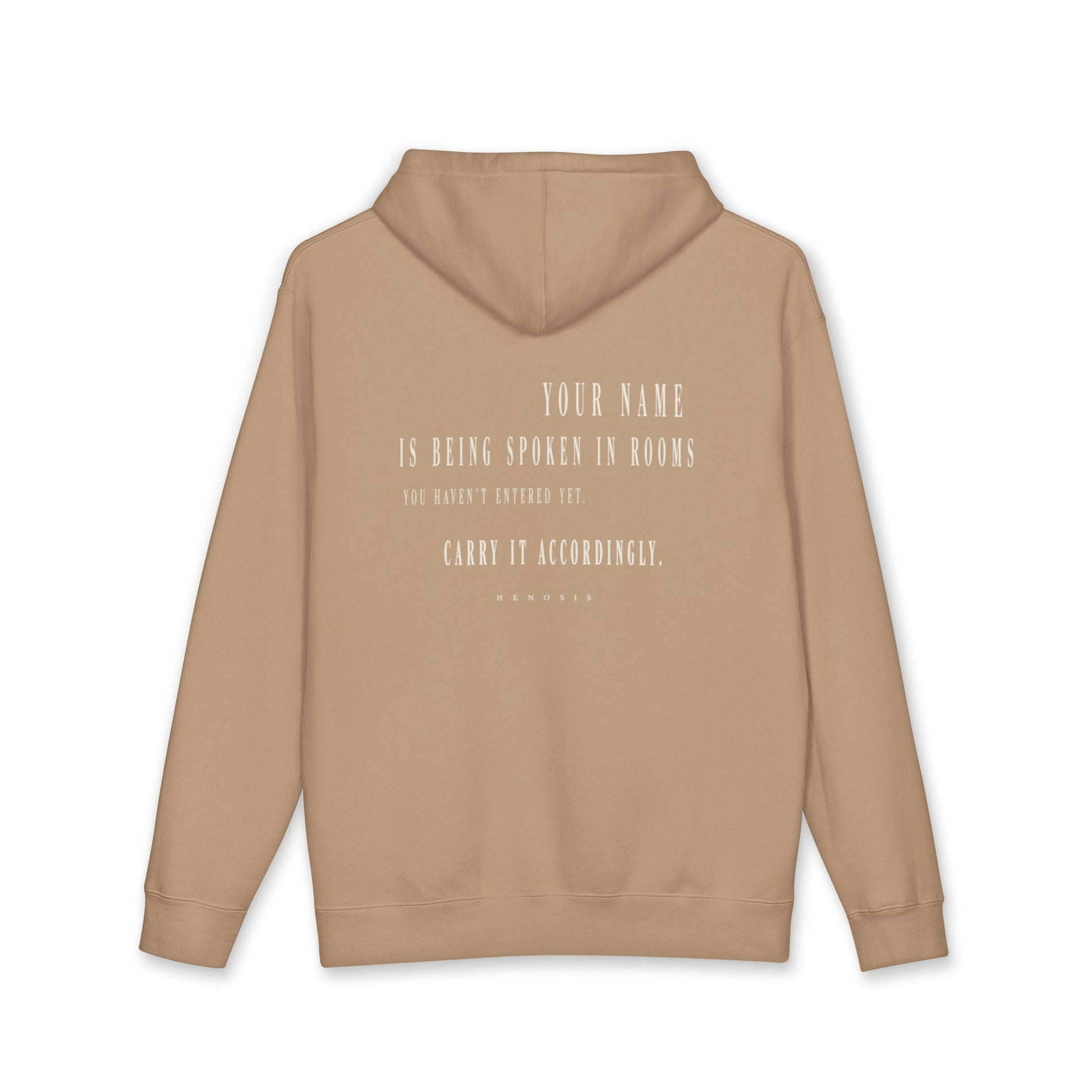 Sandstone Legacy Hoodie — back view | Fleece Pullover | Henosis Apparel