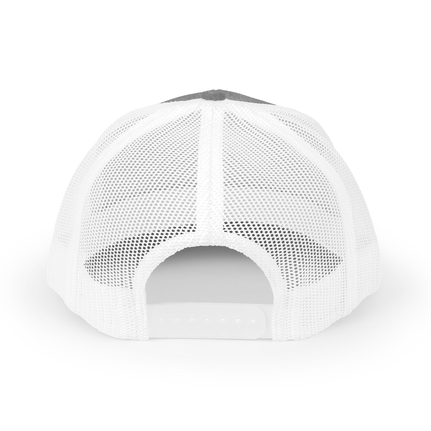 Heather Grey/White Virtue Mark Hat — mesh back view | Snapback Hat | Henosis Apparel