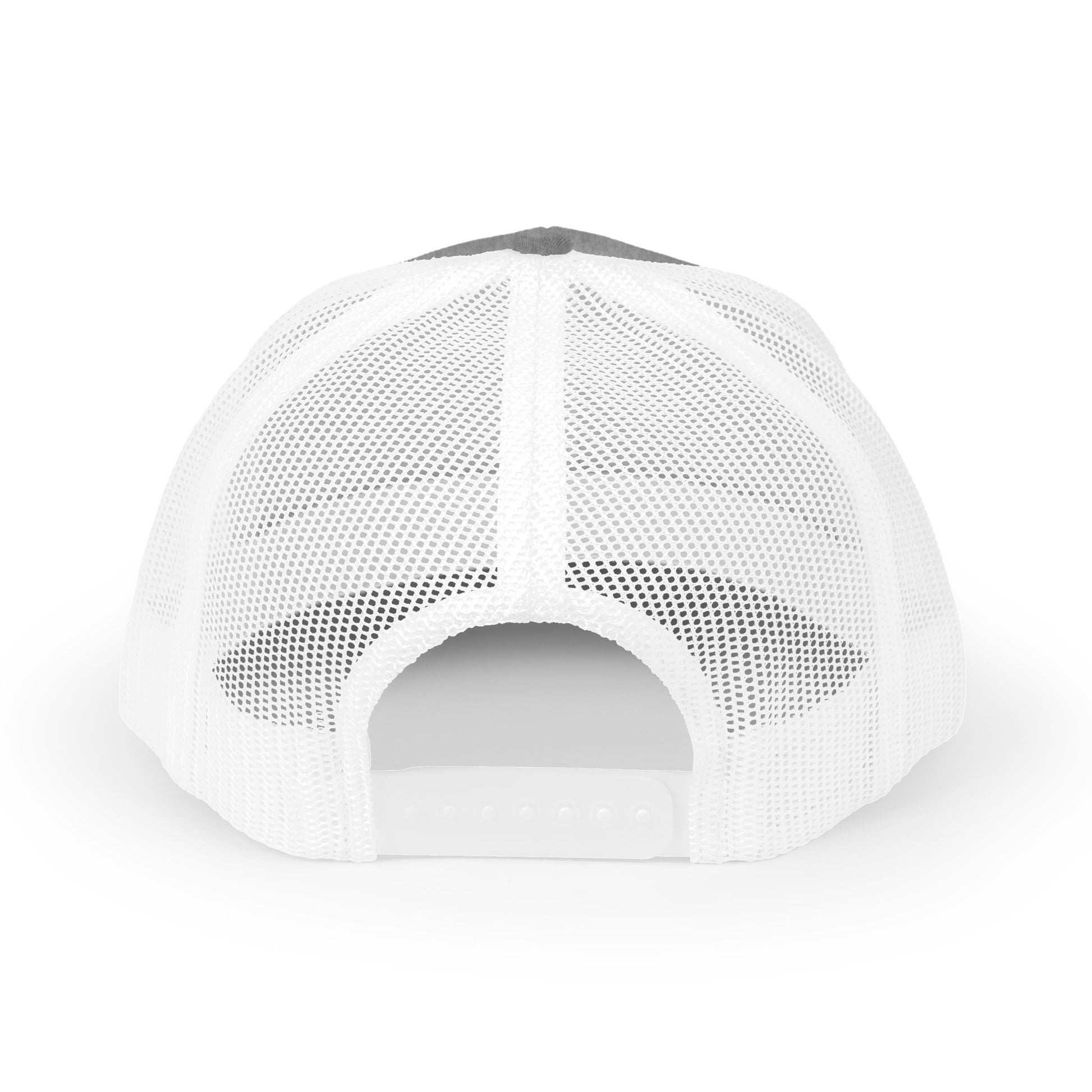 Heather Grey/White Virtue Mark Hat — mesh back view | Snapback Hat | Henosis Apparel