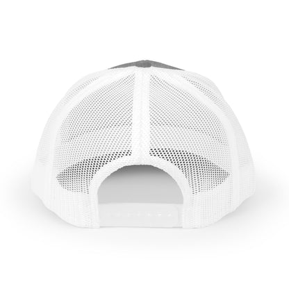 Heather Grey/White Virtue Mark Hat — mesh back view | Snapback Hat | Henosis Apparel