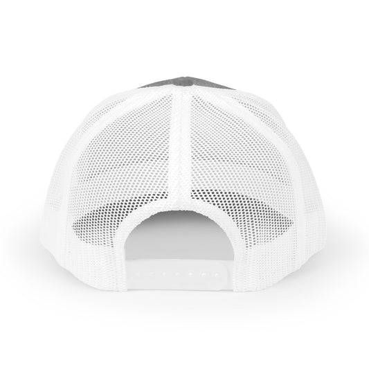 Heather Grey/White Virtue Mark Hat — mesh back view | Snapback Hat | Henosis Apparel