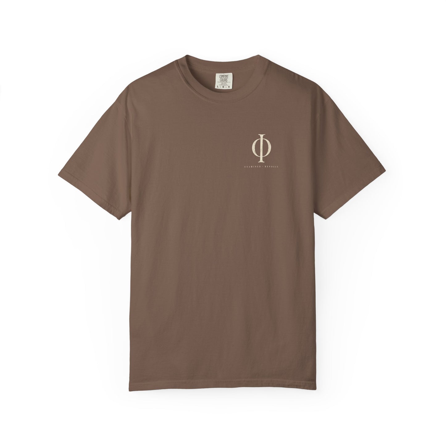 Espresso Examined Tee — front graphic | Virtue-Based Tee | Henosis Apparel