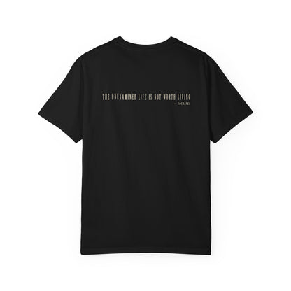 Black Examined Tee — back view | Virtue-Based Tee | Henosis Apparel