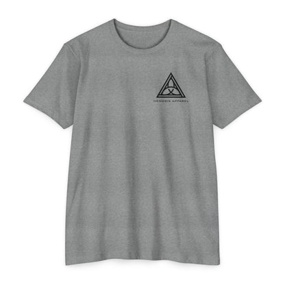 Heather Grey t-shirt with 'Henosis Apparel' logo on a white background - Henosis Apparel virtue-based clothing